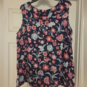 🔥💯BOGO- Talbots Navy and Red Floral Blouse